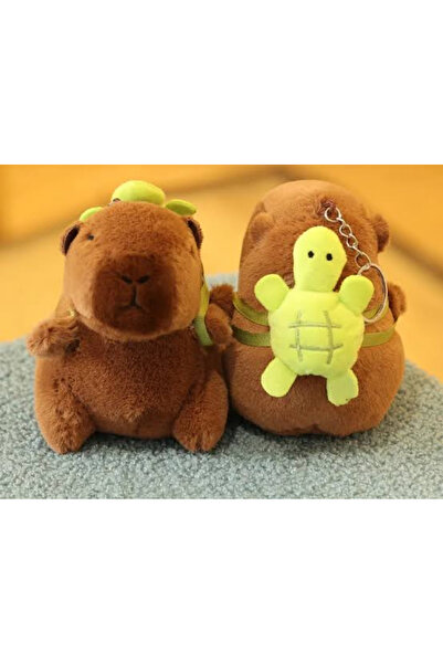 GenelTedarik Capybara Yeşil Çantalı Peluş Anahtarlık 10cm