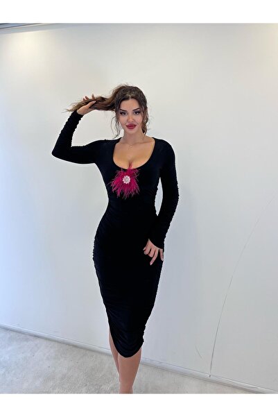 pink life Μαύρο φόρεμα μίντι από τούλι με κορδόνι περίσφιξης και πέτρινες λεπ...