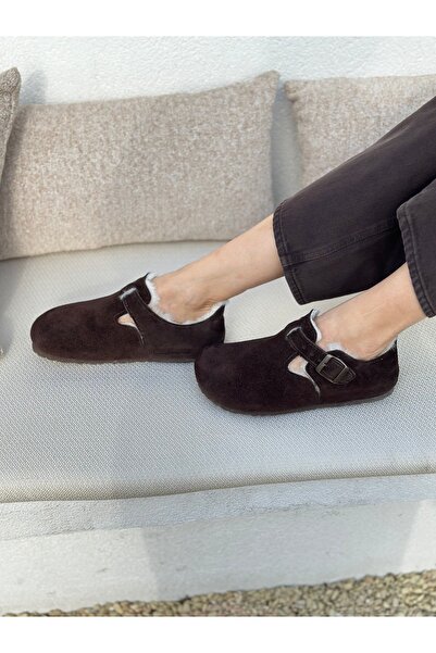 Uniqueqoop Oxford Genuine Suede Cork Sole Sheepskin Shoes