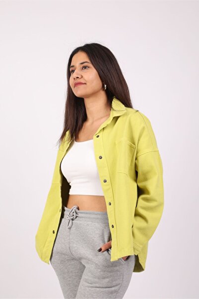 SALTUS TEKSTİL LİMON YEŞİLİ GABARDİN GÖMLEK CEKET