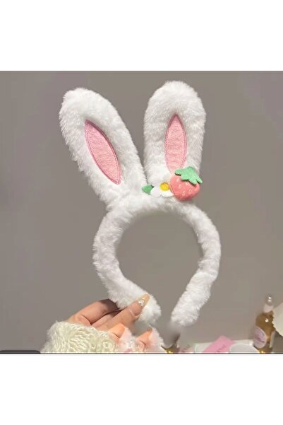 EMKSHOP Drăguță bentiță cu urechi de iepuraș cu flori de căpșuni, agrafă de păr, coroană