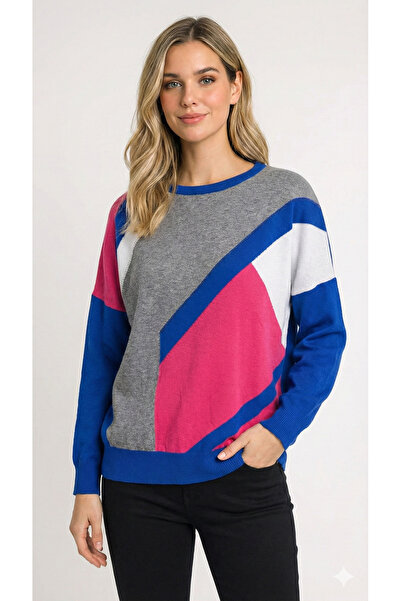 Sibel Günay Butik Grey-Blue Stone Detailed Knitwear Women's Sweater