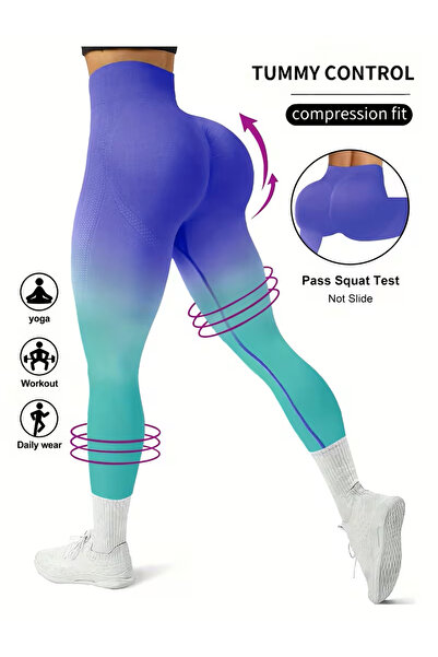 CEDAN New Spring and Summer Sports Yoga Leggings with Gradient Tie-Dye Design, Stylish One-Piece for Women.