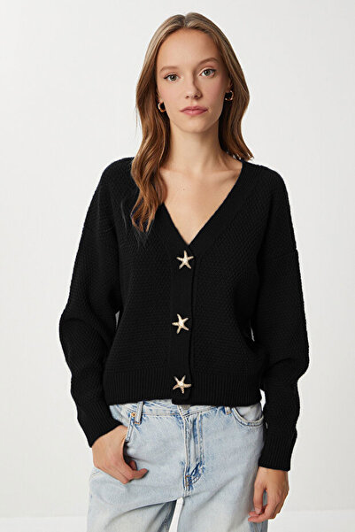 bacc Black Star Buttoned Knitwear Cardigan Bcvl-25T500