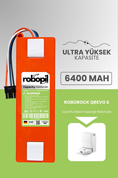 ROBOPİL Roborock Qrevo S Uyumlu Batarya 6400mah Robot Süpürge Bataryası (QREV...