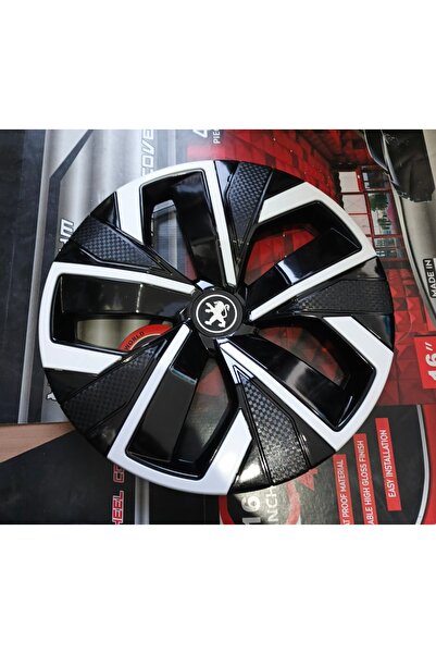 Universal Peugeot 301 Uyumlu 15 inç Beyaz Çıtalı Jant Kapağı 4'lü Takım Amble...