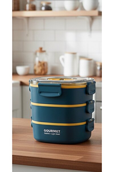 AAA Gourmet Ofis Tipi Pratik Yemek Taşıma Kabı - 3 Katlı Modern Sefer Tası