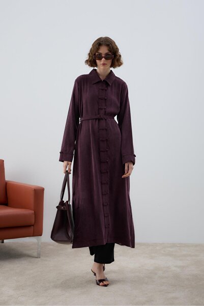 Hilay Emosh Britli Düğmeli Uzun Tunik MÜRDÜM