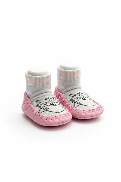 Minia Bebek Çorap Ayakkabı | Pembe Desenli | Kaymaz Taban