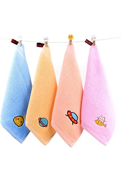 The Bros 4 قطع مناشف يد قطنية برسومات كرتونية مع حلقة تعليق