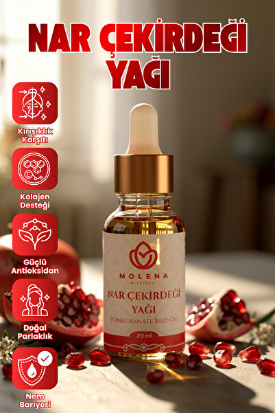 MOLENA BİTKİSEL Premium Nar Çekirdeği Yağı 20 ml – Yaşlanma Karşıtı, Antioksi...