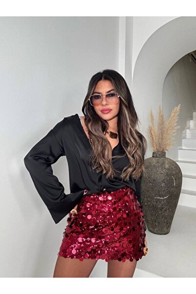 ARONA Büyük Pullu Payetli Şort Etek