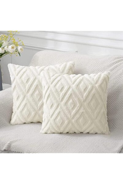 The Bros Soft Faux Fur Throw Pillow Covers, 17 x 17 Inch Plush Short Wool Velvet Decorative Pillow C