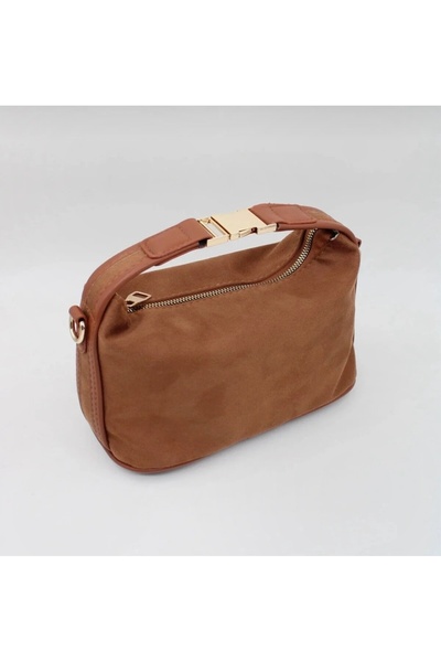 OZ&BU Süet gold kilit kapama el askılı el kol ve omuz çantası