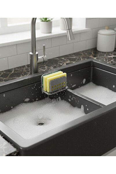 Saint Belisama Concept Dish Sponge Holder, Spongematic, Sponge Holder, Sponge Hanger Dish Sponge Holder with Suction Cup Gray