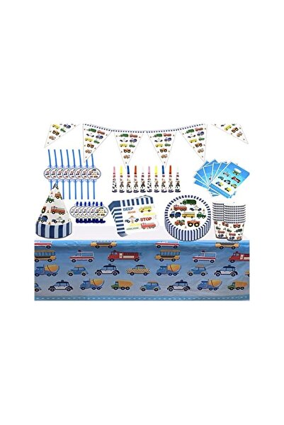 BrainGiggles Giggles Vehicle Theme Disposable Tableware 16 items/set for 10 people (136 pieces)