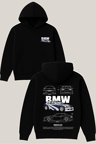 RawNox سويت شيرت بي ام دبليو M3 Gtr تصميم أسود للجنسين قصة فضفاضة 3 Thread Ş مبطن بالصوف K بغطاء رأس