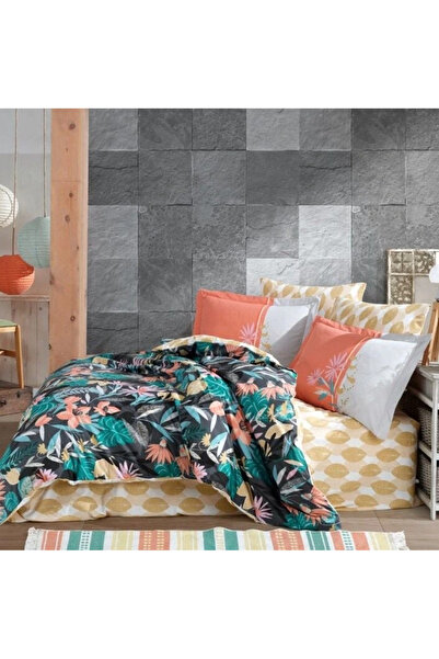 lowell home Hobby Kingsize Poplin Duvet Cover Monstera Orange