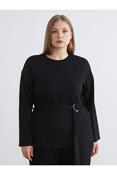 LC Waikiki Black bicycle collar metal buckle blouse