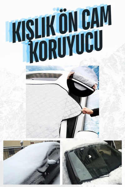 Depo Konum Kışlık Otomobil Araç Ön Cam Koruyucu Örtüsü Kar Buz Buzlanma Önleyici Branda