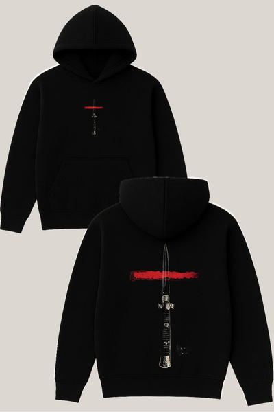 RawNox سويت شيرت سوستالي ديزاين أسود للجنسين قصة فضفاضة 3 Thread Ş مبطن بالصو...