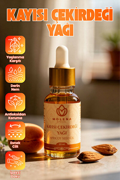 MOLENA BİTKİSEL Premium Kayısı Çekirdeği Yağı 20 ml – Yaşlanma Karşıtı, İnce ...
