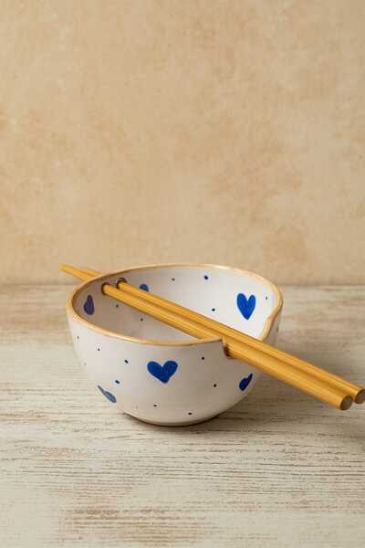 Ceresshop ELYAPIMI KALP DESENLİ NOODLE KASESİ