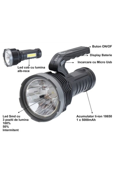 TrendyLux 4 Phase LED Flashlight with Battery and Cob LED SL-02