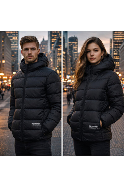 hummel Unisex Black Puffer Coat – Lightweight Jacket Series