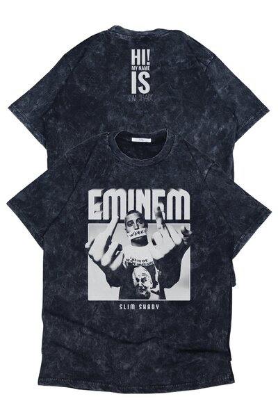 Fuddy Moda Unisex Eminem Ense Printed Washable T-Shirt, Oversized Rapper Themed Vintage T-Shirt