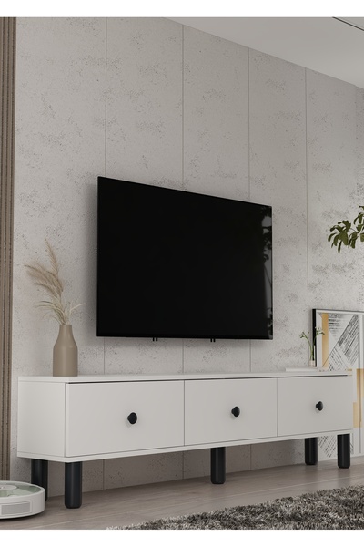 cantek dizayn 1357TV180-1CT TV SEHPASI BEYAZ-SİYAH