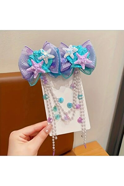 Pixel مشبك مزين بشراشيب على شكل حورية البحر - تصميم مكون من قطعتين متصلتين