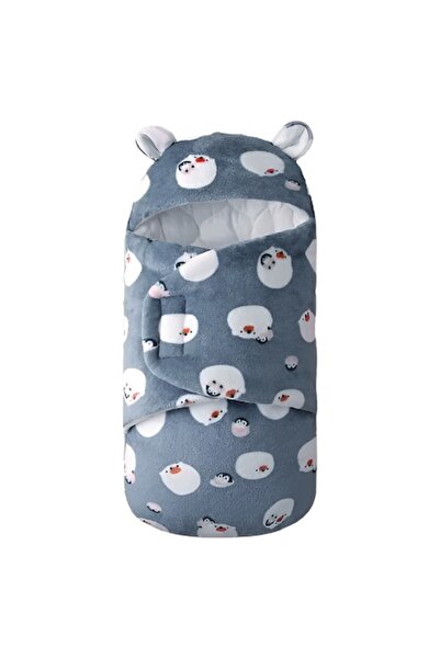 NEO ™ Fluffy Blanket, 0-6 months, Warm, Bunny Shape, Patterned, for Swaddling Babies, Gray