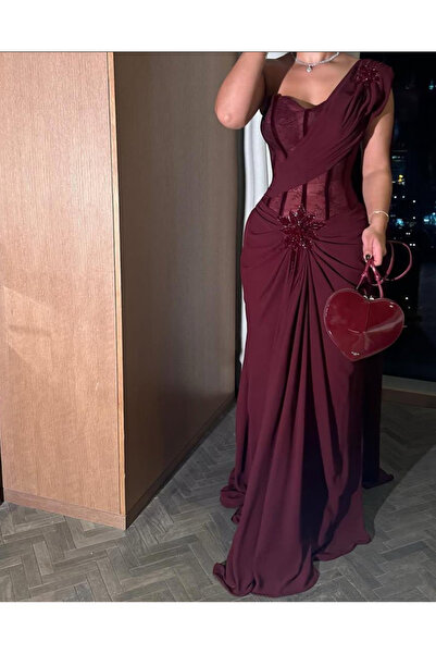 LANMAS Red Velvet Dress