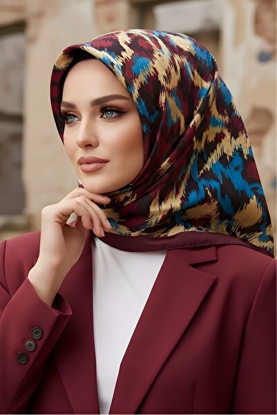 İmajButik Blue/Cherry İpekhan Soft Digital Cotton Scarf