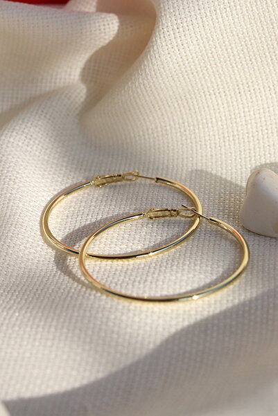 LUUL ATELIER Xuping Klasik Zamansız Gold 14K Halka Çelik Küpe 50 mm