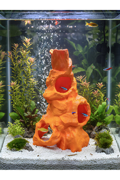 açelya3d Akvaryum Mağara Süsü Dekor Kaya Oyuk Balık Saklanma Alanı Dekoru 19x...
