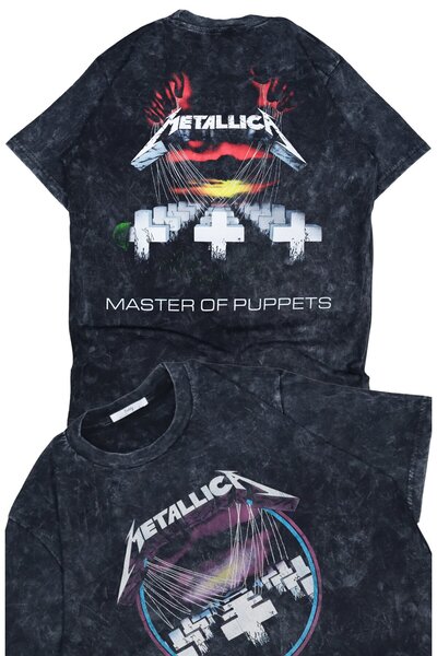Fuddy Moda تي شيرت Master Of Puppets للجنسين مطبوع قابل للغسل، تي شيرت قصة فضفاضة ذو طابع ميتاليكا ريترو