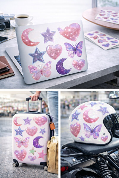 Limitless Design ملصق جمالي على شكل قمر ونجمة وقلب وفراشة