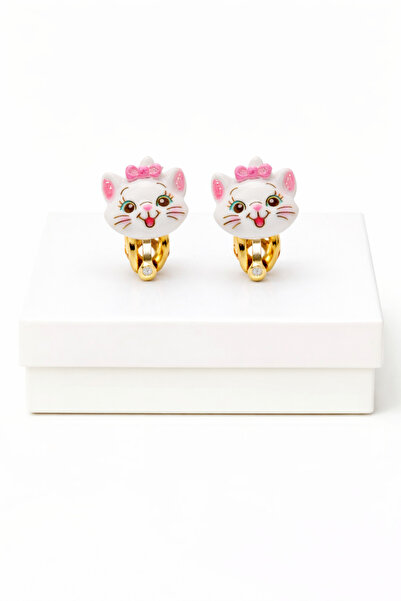 MakeWell أقراط بدون ثقوب بتصميم قطة صغيرة مناسبة للأطفال للأذنين التي لا تحتو...