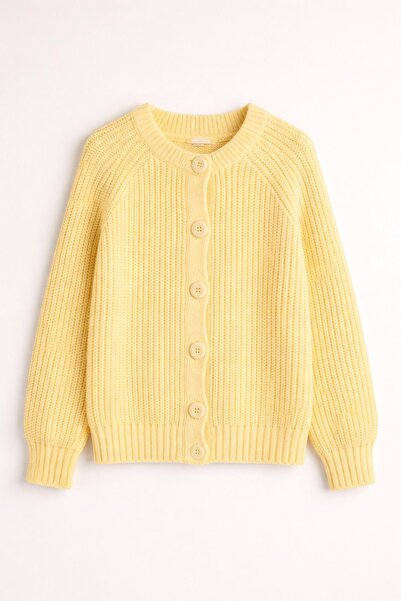 Trendiz Kadın Yün Karışımlı Düğmeli Triko Hırka Sarı