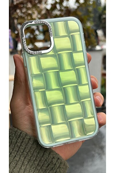 EDELFU حافظة هاتف شفافة بنمط مربع مع إطار للكاميرا مزين بالحجر، متوافقة مع آي...