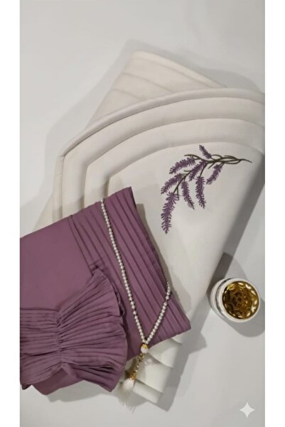 lamsat fn طقم سجادة صلاة جيرينيك مع ثوب صلاة للنساء - بنفسجي