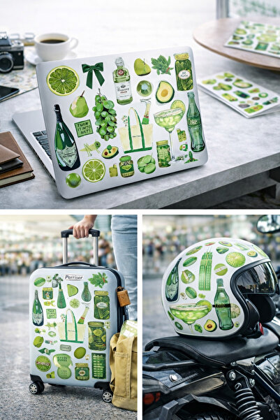 Limitless Design مجموعة ملصقات جمالية خضراء – 22×30 سم |   ملصق بتصميم الليمو...