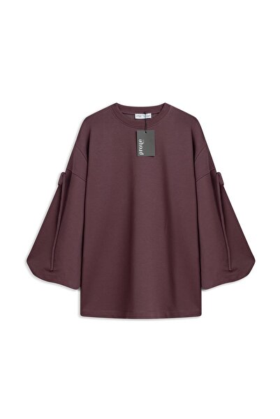 praye Balloon Sleeve Lace-Up Sweat Burgundy