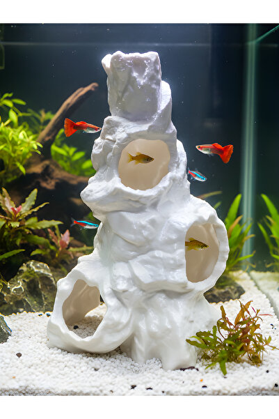 açelya3d Akvaryum Süsü Mağara Dekor Kaya Oyuk Balık Saklanma Alanı Dekoru 19x...