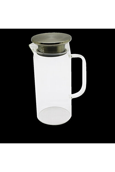 shopwave إبريق زجاجي دائري سعة 1.2 لتر - غطاء معدني مع مصفاة من البوروسيليكات - مقاوم للحرارة (5047)