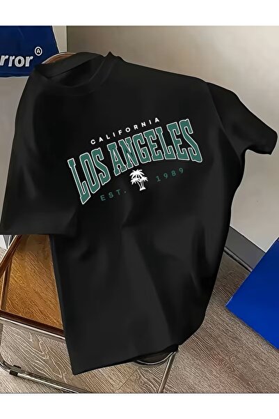 LELVANİ تي شيرت بطباعة نمط لوس أنجلوس المكتوب