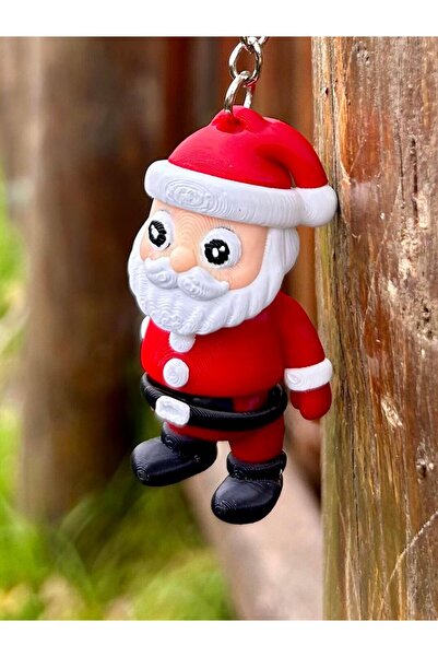 pynarix تمثال سانتا كلوز - قوة رأس السنة الجديدة المصغرة 🎅 سلسلة مفاتيح صغيرة ثلاثية الأبعاد قابلة للحركة (6 سم) ⚡️