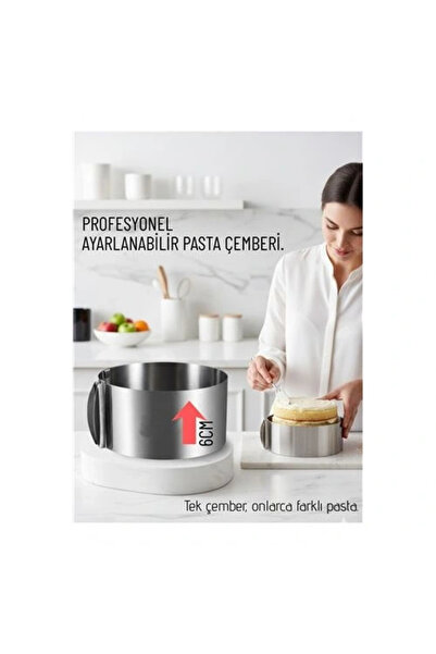 shopwave قالب كيك دائري قابل للتعديل من الفولاذ المقاوم للصدأ 16-30 سم - قالب كيك